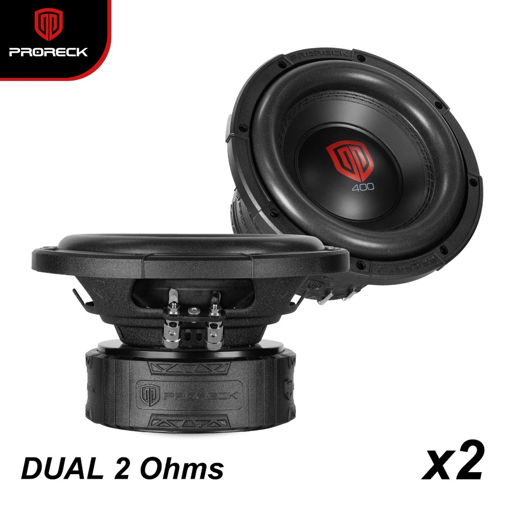 PRORECK 408-D2 8″ Dual 2 Ohm 1200W Car Subwoofers Pair Loud Audio