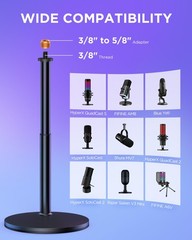 Desktop Microphone Stand, Telescopic Table Mic Stand for Desk Adjustable with…