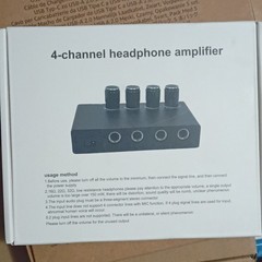 4-Channel Mini Headphone Amplifier Black Tabletop TRS In 4 Headphone Outs