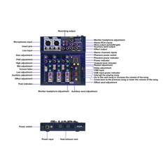 4-Channel Stage USB Audio Mixer System Karaoke Party Live DJ Mini Mixing Console