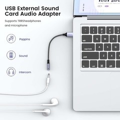 USB to 3.5mm Jack Audio Adapter 0.65Feet/20cm, External Sound Card Support Mi…
