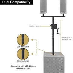 Sound Town 2-Pack Dual Speaker Pole Mount Set M20 & 35mm Adapters (STSDS-56CUD2)