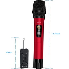 Wireless Microphone, Uhf Metal Dynamic 5cm (W) x 24cm (L) x (H), Red