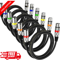 XLR Microphone Cable 2 Feet – Male to Female 3 Pins Balanced Cables, 6 Pack