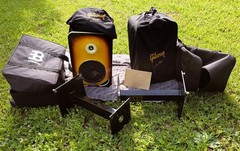 Gibson LP8 Powered Active Monitors Pair wCovers stands Flamed arch 100th Set LP-