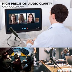 Jovial USB PC Recording Condenser Microphone – Blue LED, Adjustable Gain, Headph