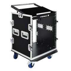 PRORECK 14U DJ Rack Mount Road Case Rolling Audio Workstation Slant Mixer Top