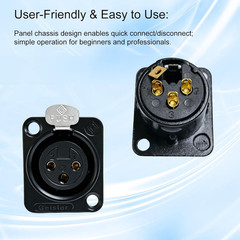 XLR 3Pin Female & Male Metal Panel Mount Chassis Connector Nickel plated housing