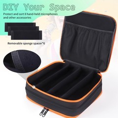 Microphone Case,Wireless Microphone Bag,Portable Storage Case,8 Slots Mic