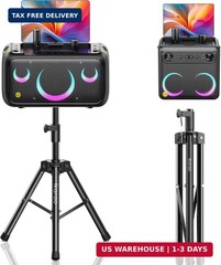 Ikarao Speaker Stand Adjustable Height 36″-47″, Heavy Duty Carbon Steel Karaoke
