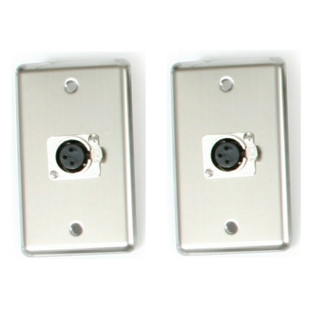 2 OSP Stainless Steel Duplex Audio Wall Plate w/ 1 – XLR Microphone Connectors
