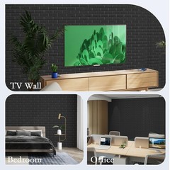 12Pack Acoustic Panels, Self-Adhesive 3D Brick Pattern 12″×12″-Brick, Black