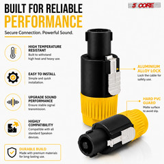 5 Core Speakon 1/4″ Female – Male Connectors Pair 4 Pole SpeakON Connector