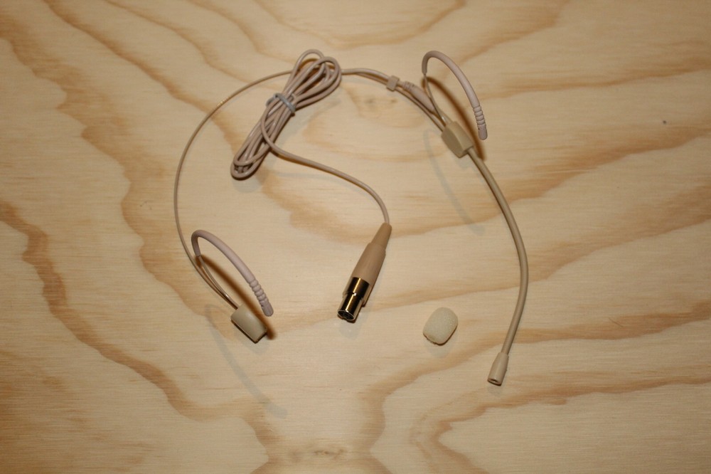 Beige Headset Microphone w/ Double Earhook for Shure Wireless *NEW*