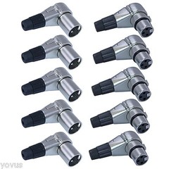 10PACK 5Male 5Female Adjustable Right Angle 3pin xlr connectors low profile jack