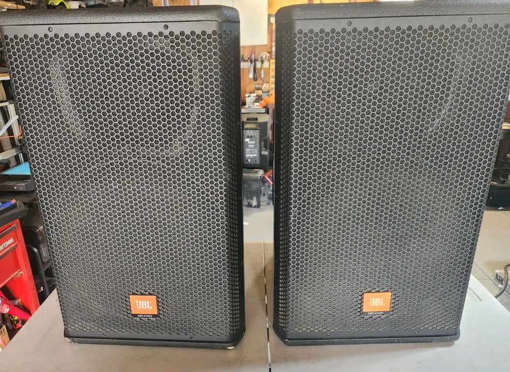 JBL MRX515 Pair 15″ Two-Way PA Speakers + Covers — Tested, Excellent Sound