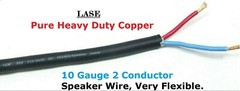 LASE 10 AWG Gauge 2Conductor Heavy Duty Speaker Wire (Sold in 10 Ft Increments)