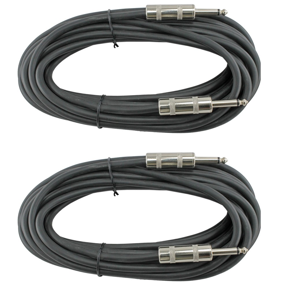 2 PA AMP DJ PAIR Speaker Cables cords 16ga gauge 25 ft foot 1/4″ to 1/4 inch