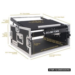 Sound Town 4U Rack Road Case 11U Slant Mixer Top 20“ Rackable Depth (STMR-4U)