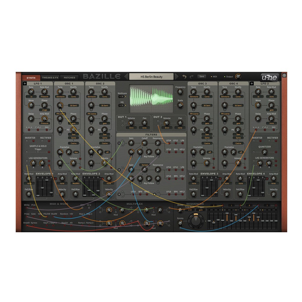 u-He Bazille Semi-Modular Synthesizer with FM, Phase Distortion and Routing