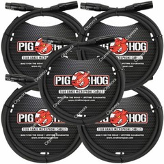5 Pack Pig Hog PHM6 High Performance 8MM XLR Mic Cable, 6FT LIFETIME WARRANTY!