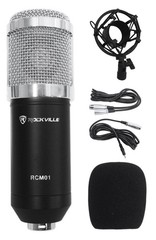 Rockville RCM01 Bundle: Pro Studio Recording Condenser Microphone with Black