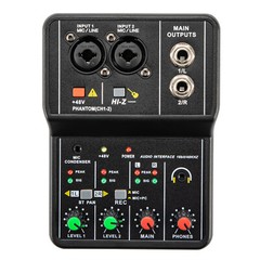 2-Channel USB Audio Mixer with Phantom Power and Real-Time Monitoring