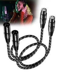 Short XLR Cables 2ft 2 Pack, XLR Microphone Cable Balanced Shielded Nylon Braide