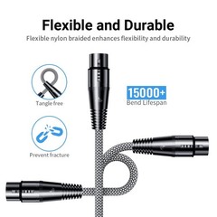 XLR Microphone Cable, 10FT/3M Oxygen-Free Copper Male to Female 3-Pin Balance…