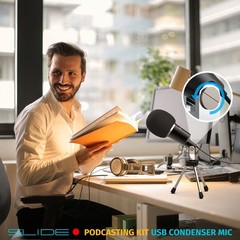 Podcast Equipment Bundle | USB Condenser Microphone Mini-Tripod & Windscreen …