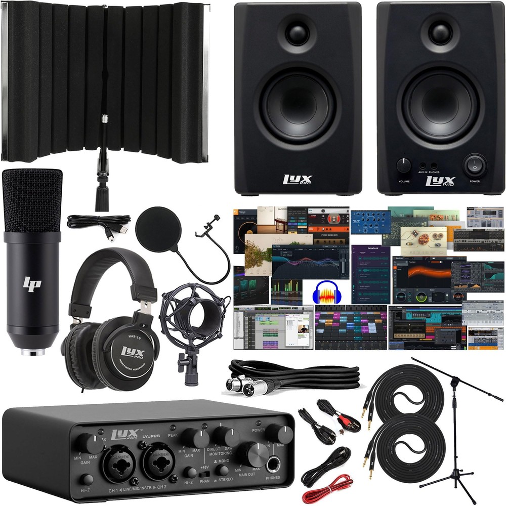 LyxPro 2×2 USB Audio Interface W/Asio Driver, Software, Monitors & Audio Shield