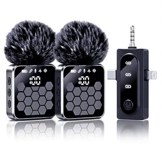 NEW 2026 Mini 3 in 1 Noise-Cancelling Wireless Lavalier Microphone. 45M Long