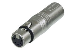 (2) Two Genuine NEUTRIK NA3M5F 3-Pin XLR Male to 5-Pin XLR Female DMX Adapter