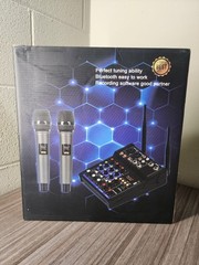 FLYGROW DJ Mixer 4 Channel Console Wireless Microphone Mixing Bluetooth studio