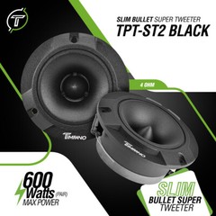 2x Timpano 600 Watts Car Audio Bullet Tweeters TPT-ST2 BLACK 3.85″ Shallow 4 Ohm