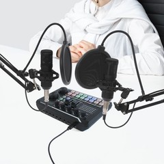Professional Podcast Equipment Bundle Microphone Live Sound Card Audio Condenser