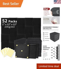 Fire-Resistant Acoustic Foam Panels 52 Pack 1″x12″ for Safe Soundproof Solutions