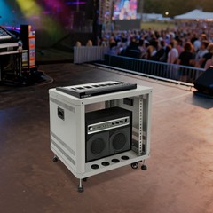 9U Grey Carbon Steel Server Rack Cabinet with Wheels for Studio Office