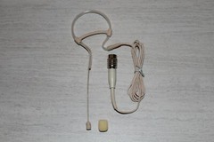 Beige Single Earhook Headset Microphone w/ 4 pin mini XLR for Audio Technica.