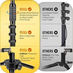 Dual Use Tripod Microphone Stand with Phone Holder Gooseneck Floor Mic