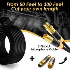 Bulk XLR Microphone Cable 200 Feet, Raw DIY Mic Spool Wire