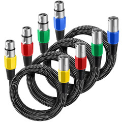 XLR Cable 10 FT/4 Pack, Microphone Cable 3 Pin Nylong Braided Balanced XLR Male