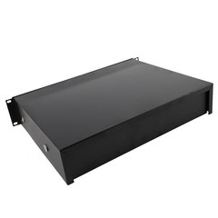 19 Inch Rack Mount 2U Steel Plate DJ Drawer Cabinet Lock With With key Black