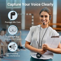 Wireless Headset Microphone, UHF Microphone Headset System, Head Handheld Mic…