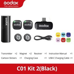 Godox C01 Kit2 Wireless Lavalier Microphone for iPhone 15/16/17 Samsung Huawei