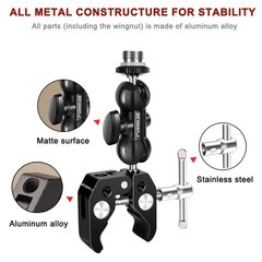 Lanxire Microphone Holder Camera Clamp with Double Ball Head Magic Arm and 5/…