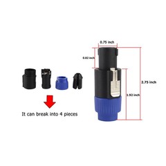 Blue Orange Speakon Connector Kit – NL4FC NL4FX NL2FC Pro PA Audio Male Adapter