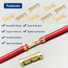 Tnisesm 200Pcs U Shape Copper Ring Terminals,Open Barrel 100Pcs Terminals