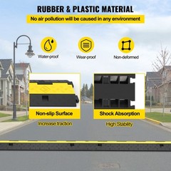 VEVOR 5Pcs Cable Protector Ramp 2Channel Rubber Electrical Wire Cover Speed Bump