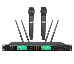 UHF True Diversity 2-Channel Wireless Microphone System for Singers Presenters